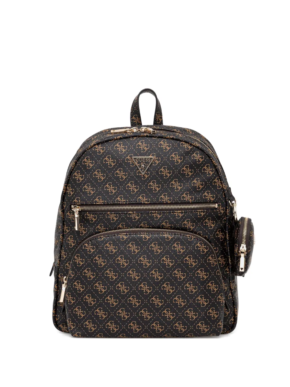 

Рюкзак с монограммным узором и карманом на молнии Guess Usa, коричневый