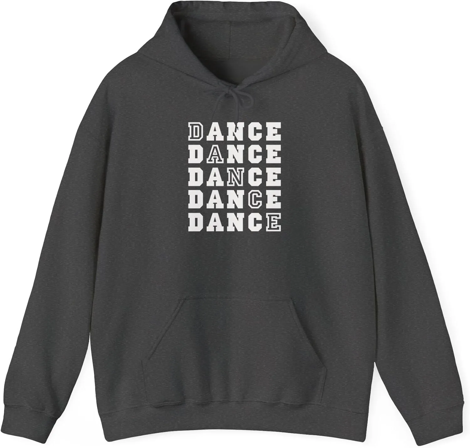 Худи унисекс из плотной смесовой ткани с надписью "Dance Varsity Letters Repeating Dancer Ballet Jazz Hip Hop Hoodie" GENERIC, Dark Heather