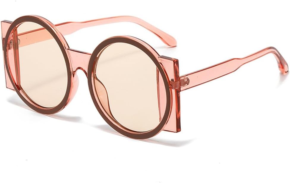 

Большие круглые солнцезащитные очки для женщин, контрастные цветовые оттенки, защита от УФ-излучения UV400, ретро-очки для мужчин с градиентным переходом цвета HDUBFY, 4