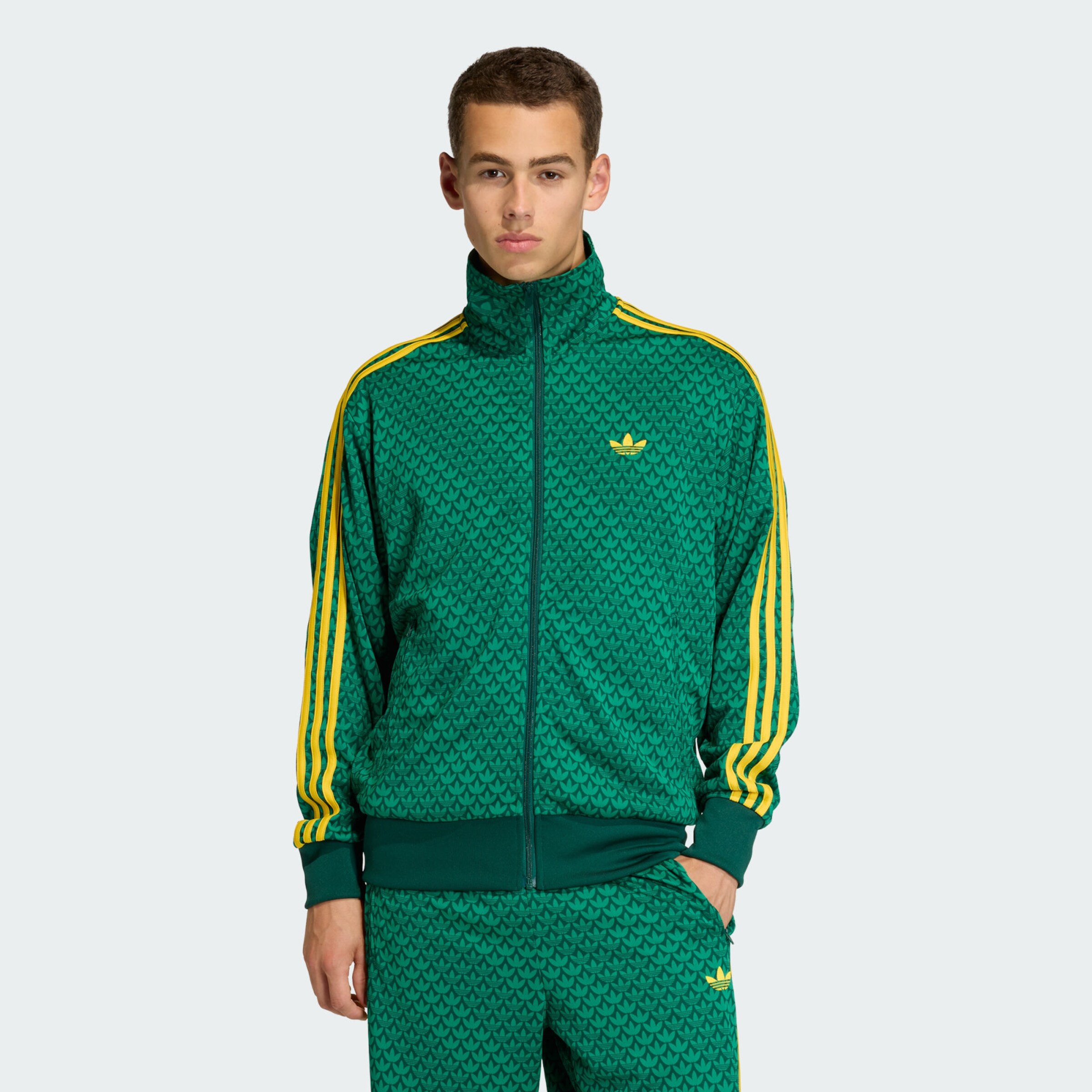 Adidas Originals Толстовка с молнией 'Firebird' в изумрудном, темно-зеленом цвете — фото 2