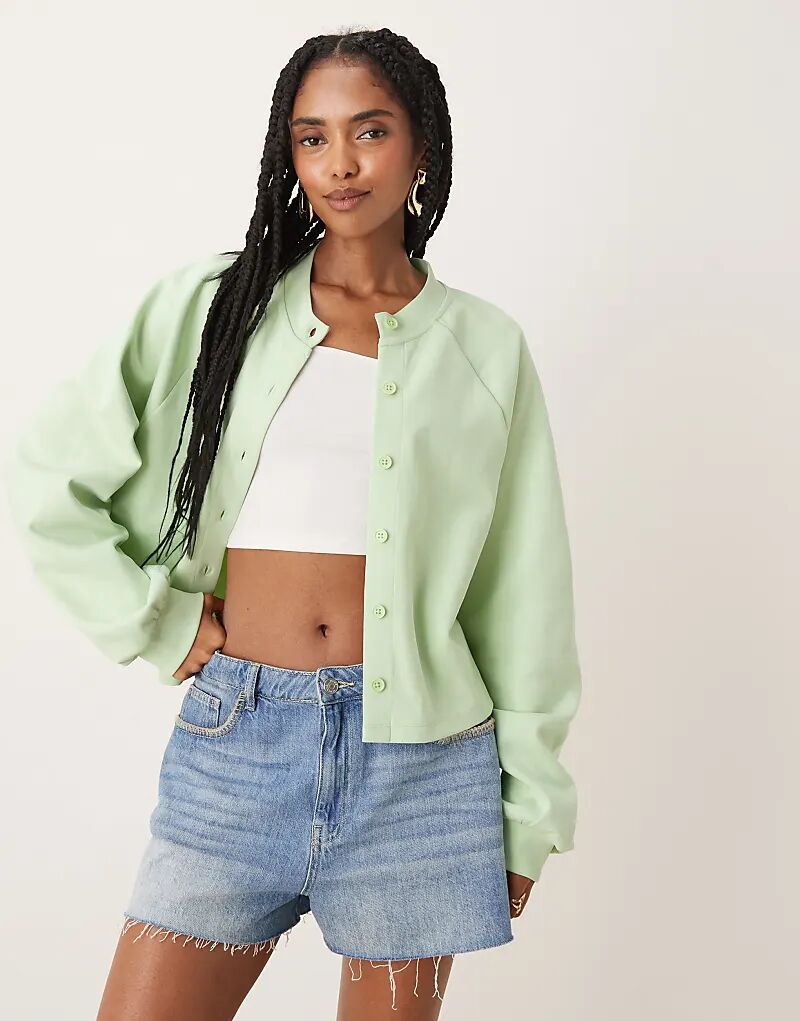 

Кардиган ASOS DESIGN из пряжи интерлок пастельно-зеленого цвета