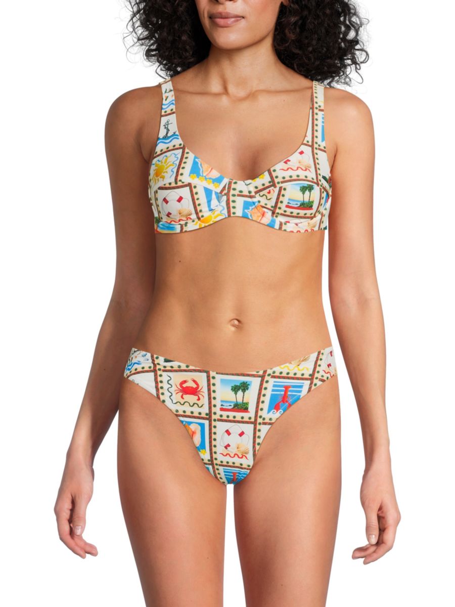 

Верх бикини с вырезом-лодочкой на косточках WeWoreWhat, цвет Off White Multi