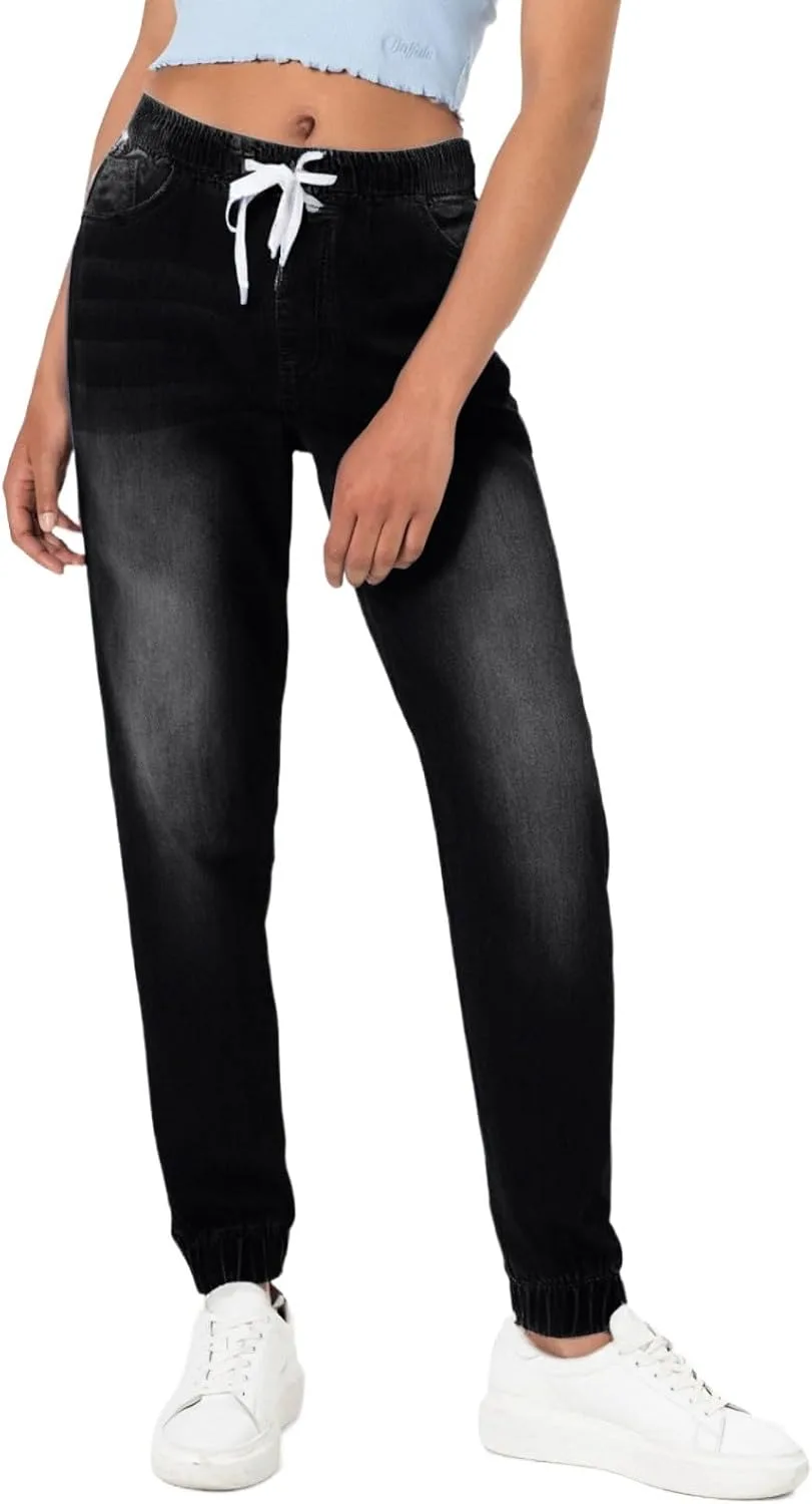 

Женские джинсы-джоггеры с высокой талией и карманами