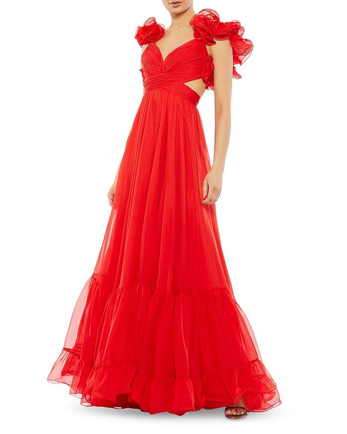 

Шифоновое платье Mac Duggal с розеткой, красный