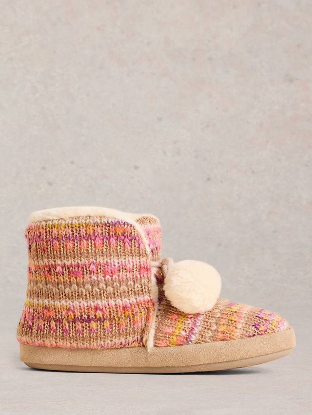 Вязаные тапочки на подкладке из искусственного меха White Stuff, цвет Camel/Multi