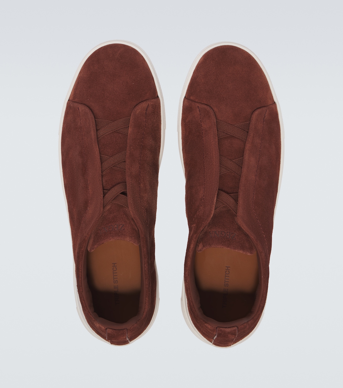 Кроссовки из замши Triple Stitch Low Zegna, Tobacco — фото 4