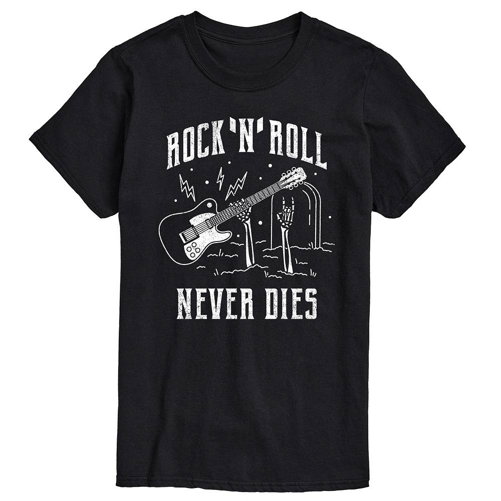 

Мужская футболка с рисунком Rock N Roll Never Dies Licensed Character, черный