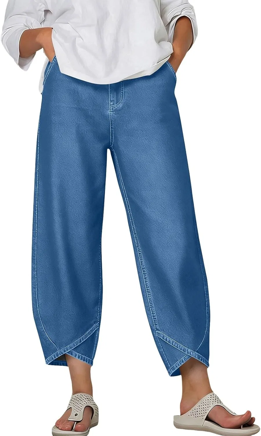 Джинсы женские свободные с высокой талией, Sky Blue