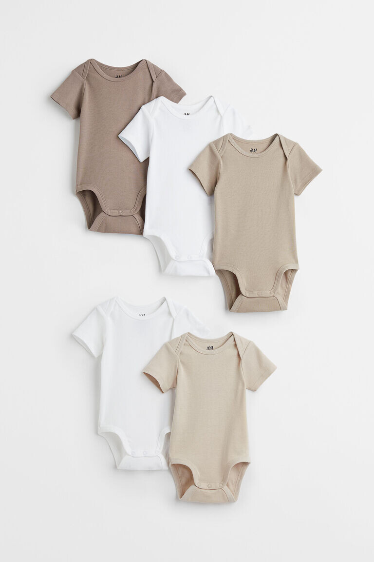 

5 пар хлопковых боди H&M, бежевый