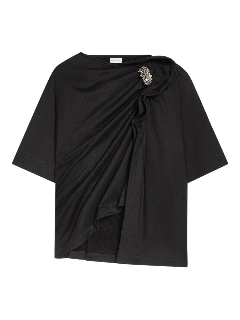 

Футболка с драпировкой DRIES VAN NOTEN, черный