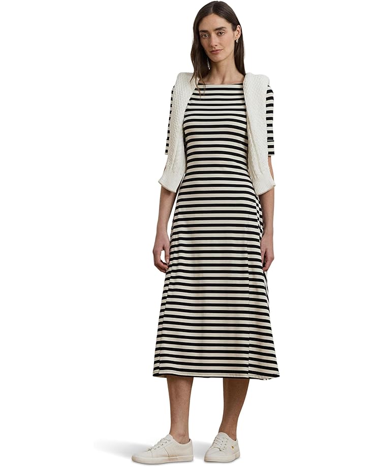 

Платье Lauren Ralph Lauren Striped Stretch Cotton Midi Dress, цвет Black/Mascarpone Cream