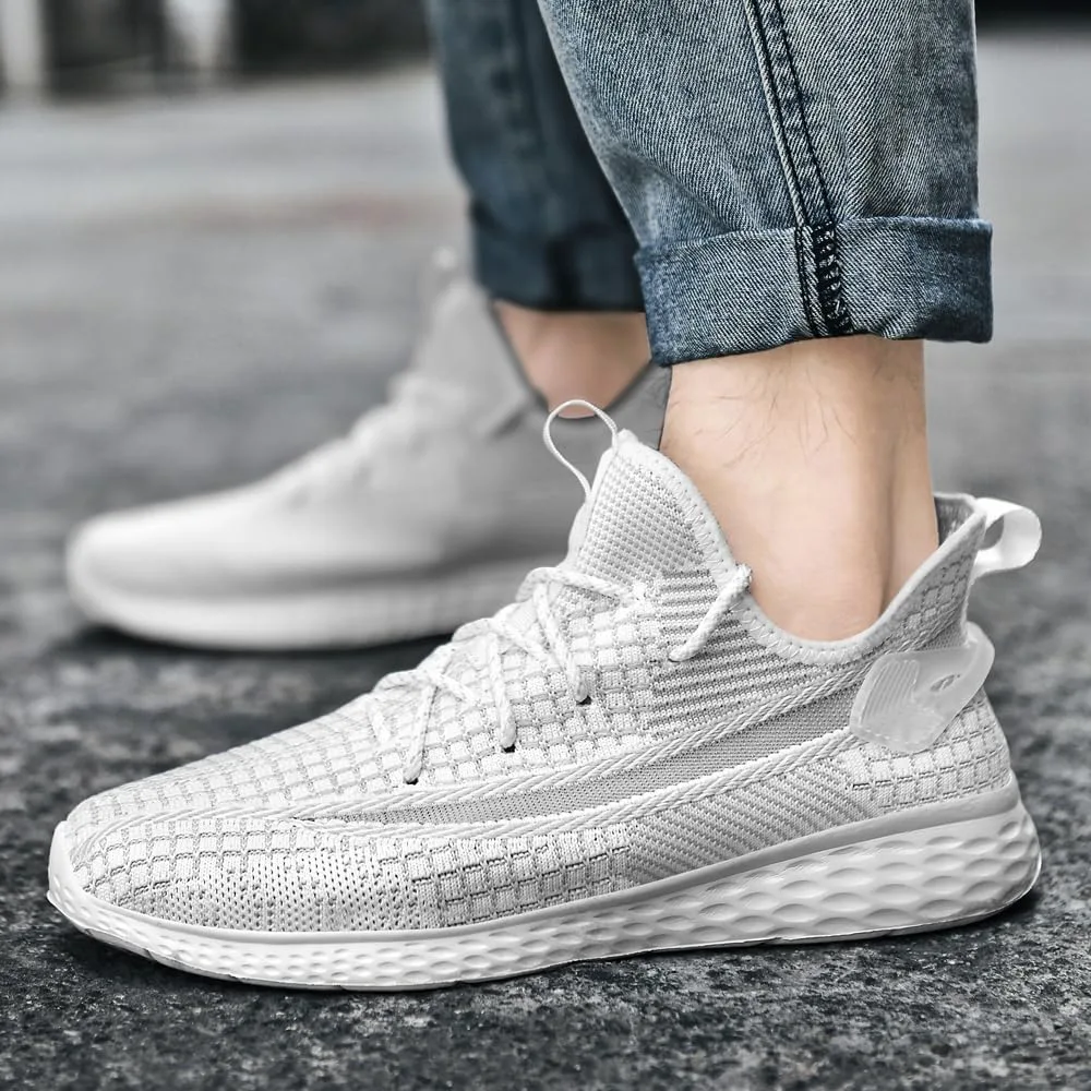 

Мужские слипоны для ходьбы, легкие, дышащие, противоскользящие кроссовки для бега, повседневные кроссовки с мягкой подошвой Abborora, белый