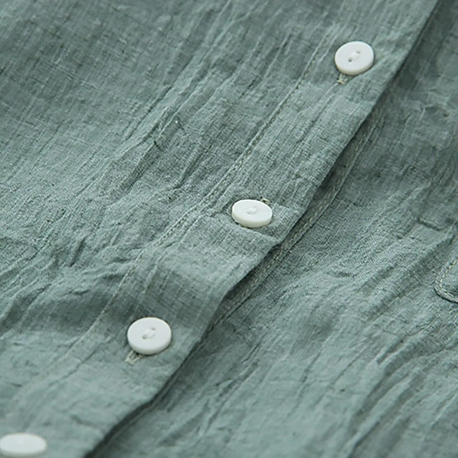 Блуза женская свободная с воротником-стойкой, 3/4 рукав, зеленый — фото 4
