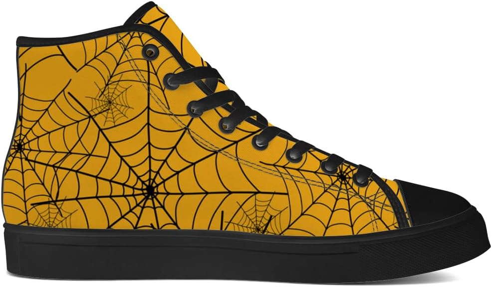 Кеды на высокой платформе chebing Spider Web из холщовой ткани для мужчин и женщин, высокие кроссовки на шнуровке, повседневная обувь, подарок для парня или девушки, оранжевый — фото 4