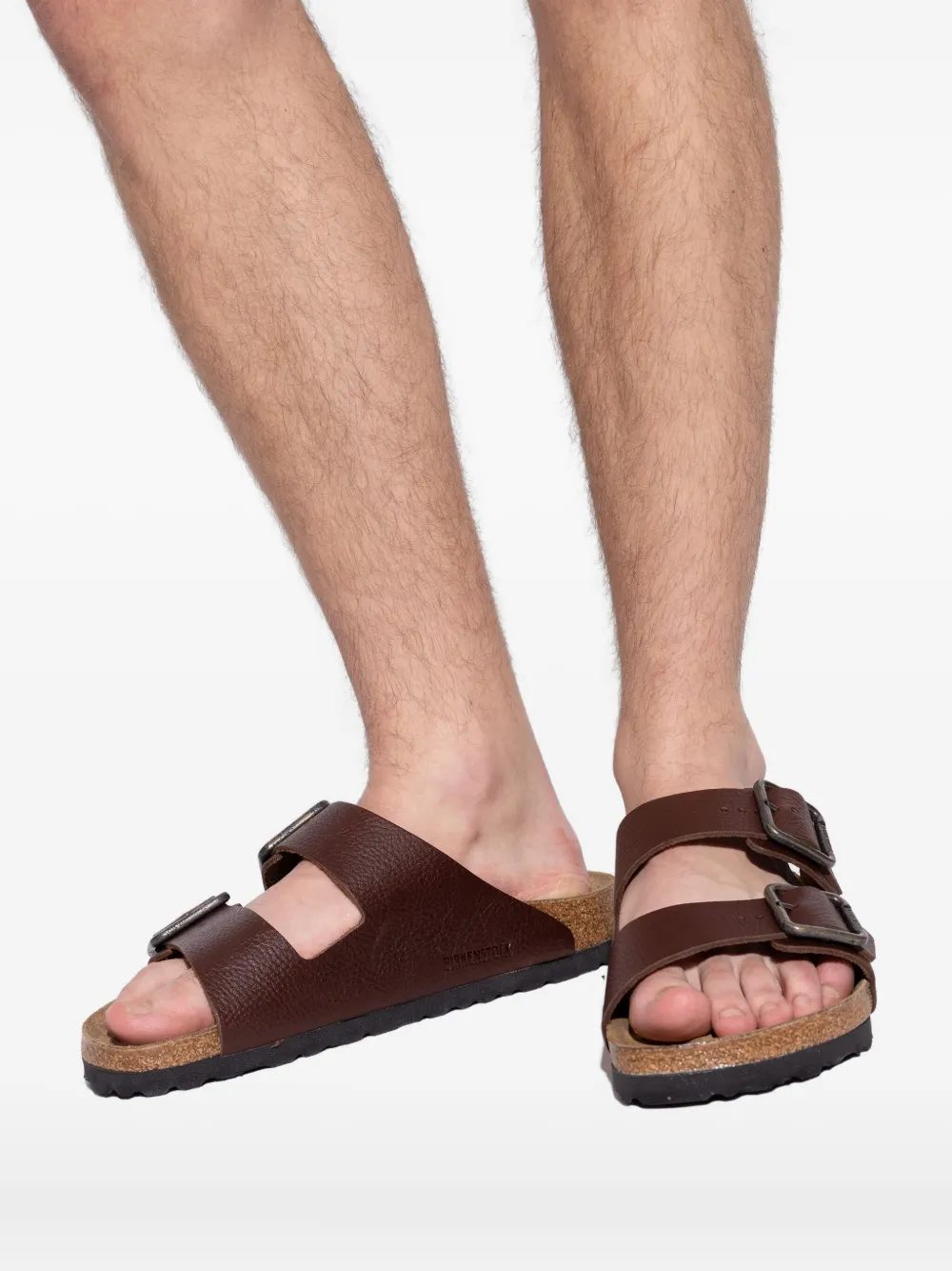 Кожаные сандалии Arizona с двумя пряжками BIRKENSTOCK, коричневый — фото 4