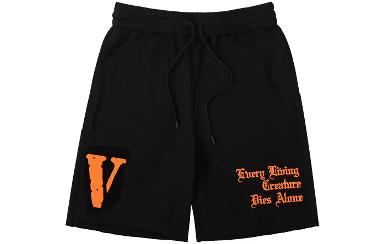 

Vlone Шорты из серии «Готический алфавит» унисекс, черные с оранжевым оттенком