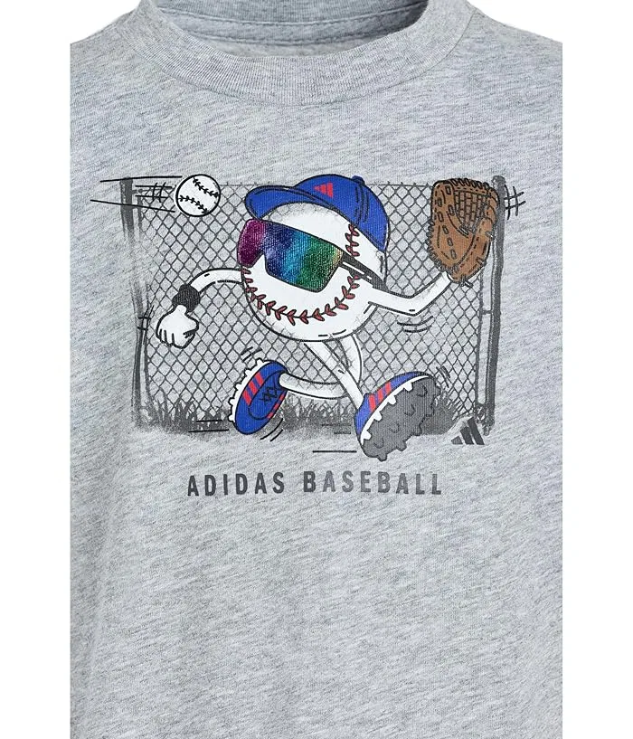 Детский комплект футболка и шорты с принтом Adidas Kids, Medium Grey Heather — фото 3