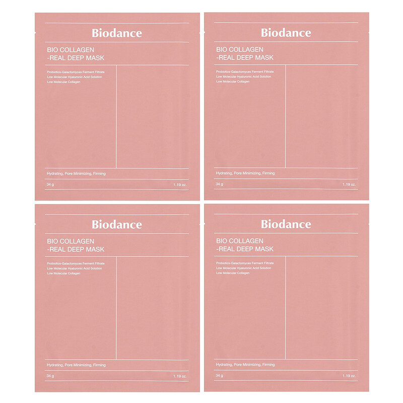 

Biodance, Bio Collagen-Real Deep Beauty Mask, 4 шт. По 34 г (1,19 унции)