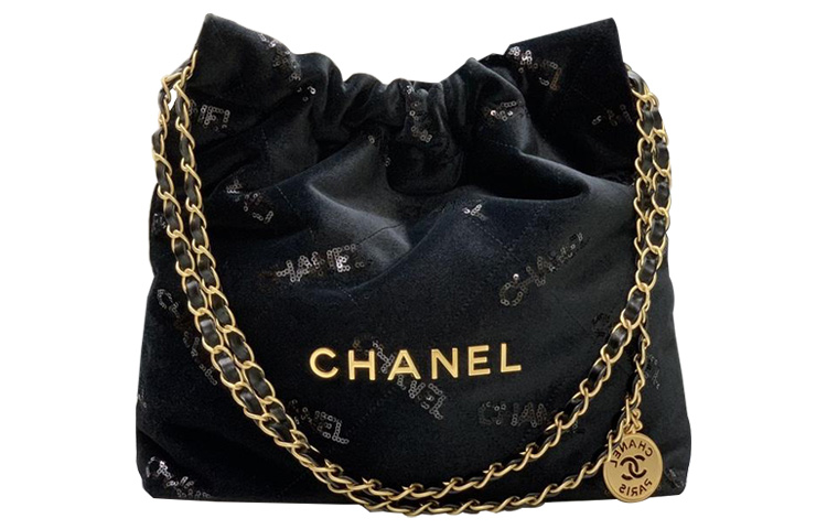 

CHANEL Сумка-шоппер 22Bag из велюровой кожи коровы, шоппер, сумка, сумка через плечо Trumpets Women's Black