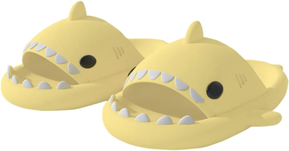 

Унисекс шлепанцы Cydmoty EVA с открытым носком в виде акулы, милые шлепанцы для женщин и мужчин, летние с легкой подошвой, повседневные пляжные сандалии, светло-желтый