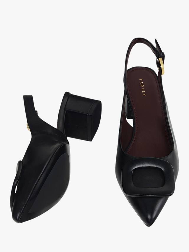 Grosvenor Arcade кожаные туфли-лодочки на каблуке с острым носком и ремешком Radley, Black — фото 3