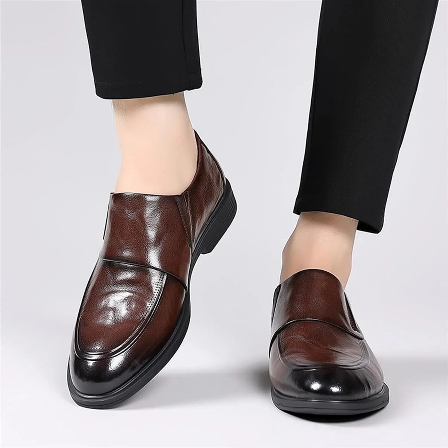 Мокасины кожаные для мужчин Loafers Brown Gikleihwy — фото 3