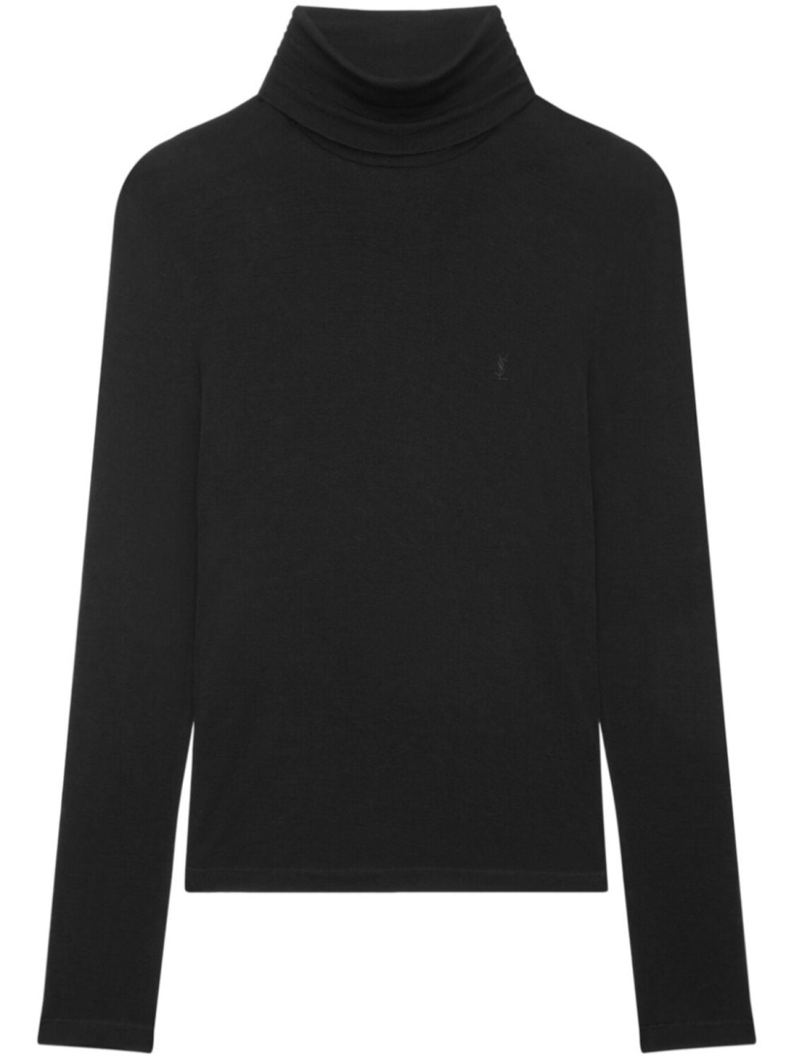 

Saint Laurent джемпер с высоким воротником и вышивкой Cassandre, черный