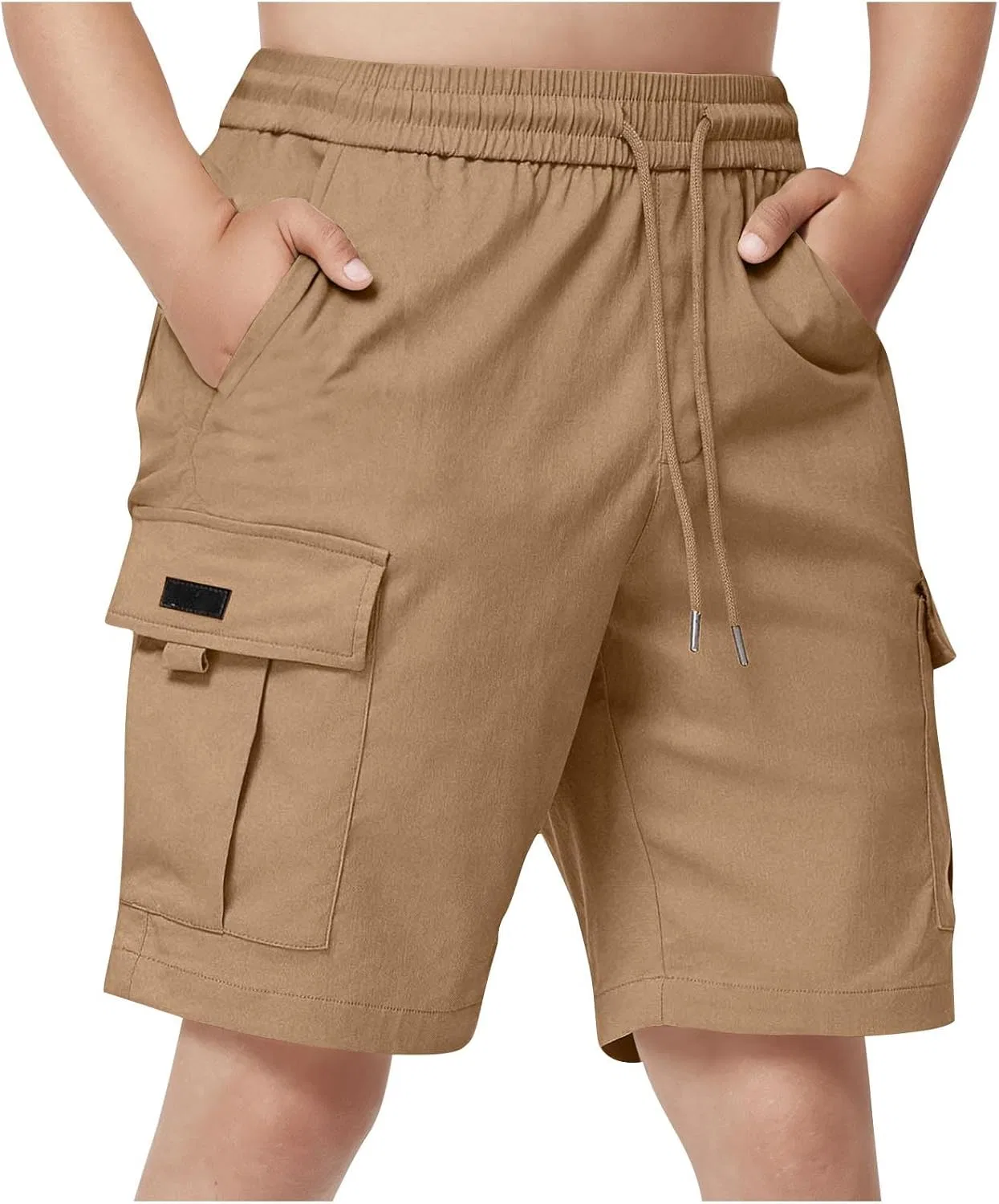Шорты карго детские с эластичным поясом, Zzalalana, Khaki