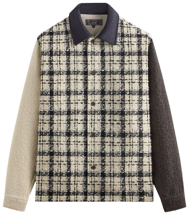 

Рубашка-накидка Kith из смешанного твида с прямым воротником, модель «Sandrift», кремовый