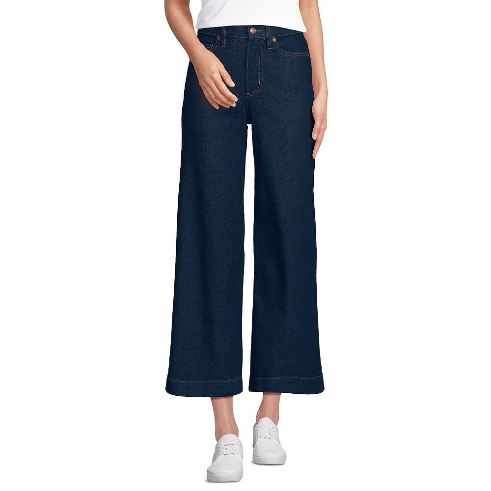

Женские укороченные джинсы Lands End Recover Denim с высокой посадкой и широкими штанинами Lands' End, цвет River Rinse