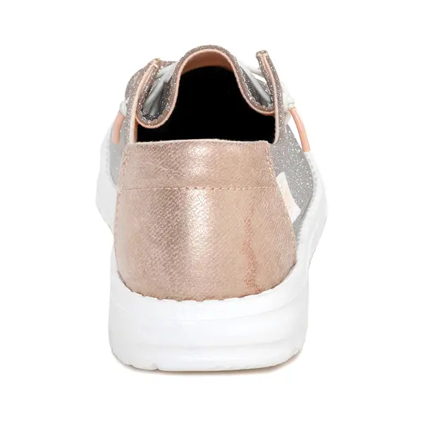 Слипоны Womens HEYDUDE Wendy Metallic Sparkle Slip-On Casual Shoe, розовое золото — фото 4