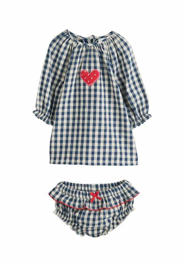 Платье повседневное, прямого кроя, с длинными рукавами Next, Navy Blue Gingham Heart