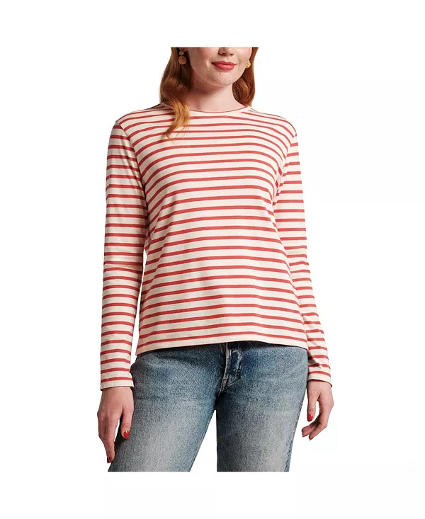 

Женская полосатая футболка с длинными рукавами Frances Valentine, красный