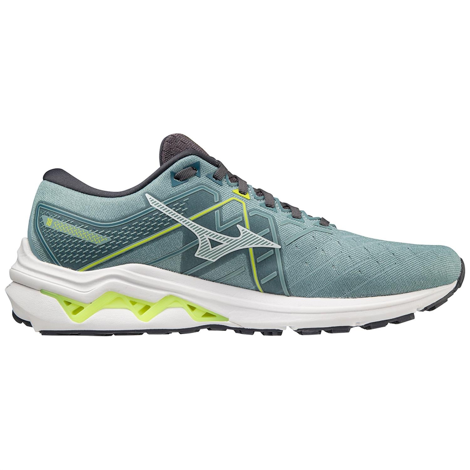 

Кроссовки мужские Wave Inspire 18 в дымчато-синем/белом цвете MIZUNO