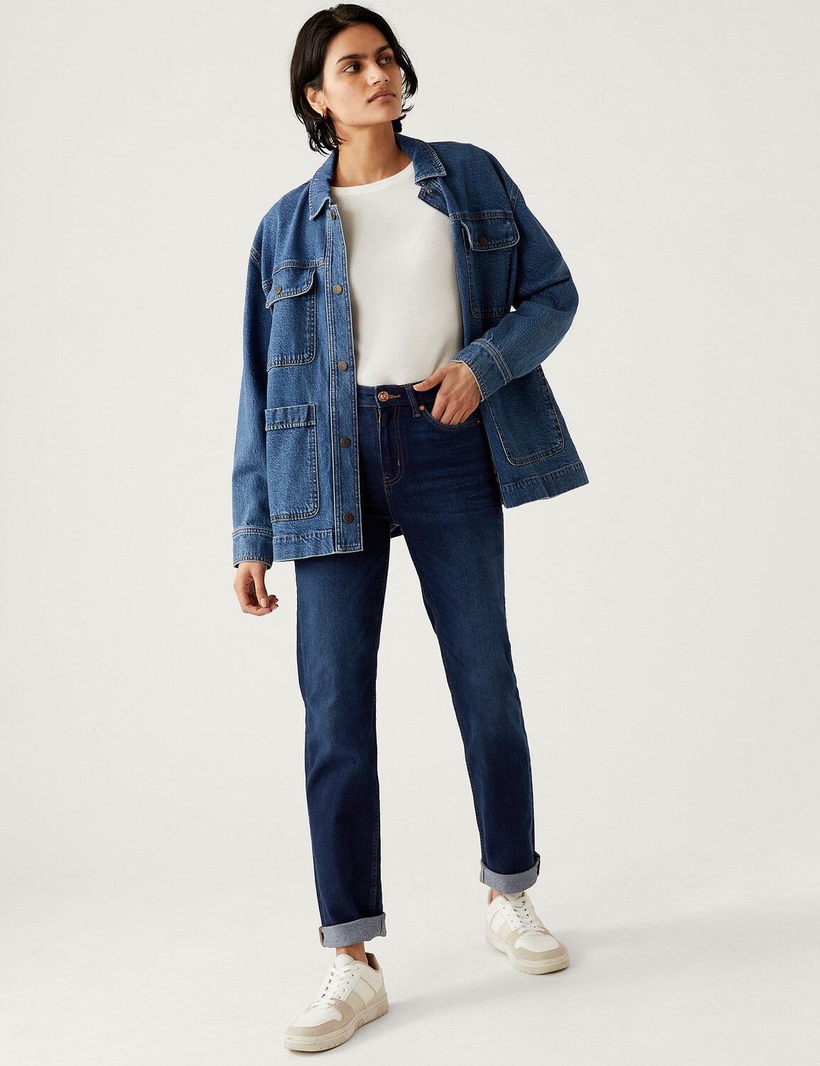 

Прямые эластичные джинсы Sienna Marks & Spencer, темно-синий джинс