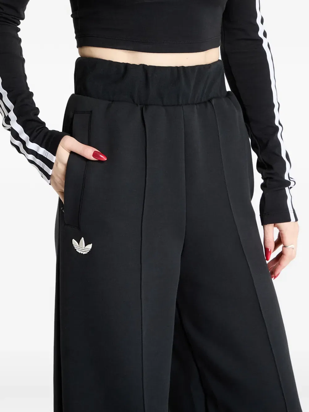 Спортивные брюки в полоску с карманами Adidas, черный — фото 4