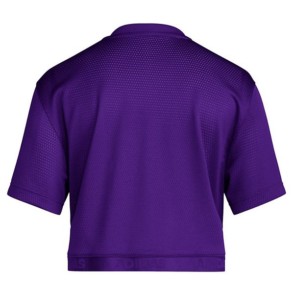 Женская фиолетовая футболка кроп washington huskies salute to service Adidas — фото 4