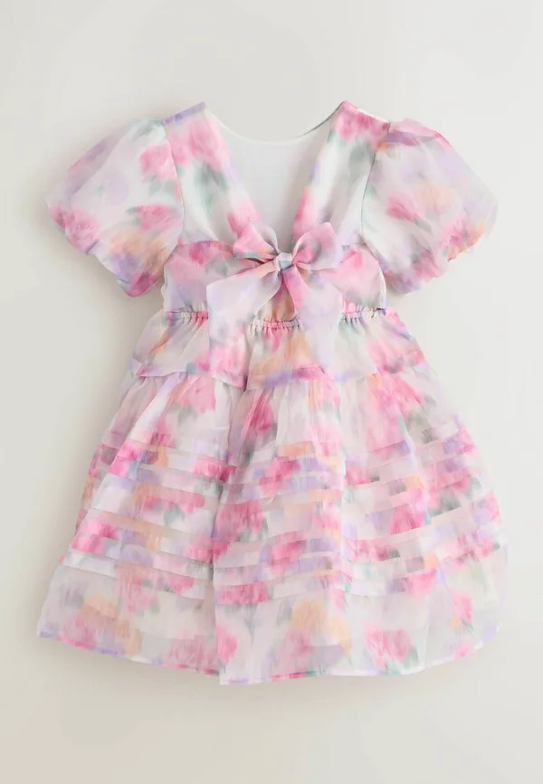 Платье-Корсаж из органзы с декоративными складками, прямого кроя. Laura Ashley, Pink Garden Roses Blurred — фото 2