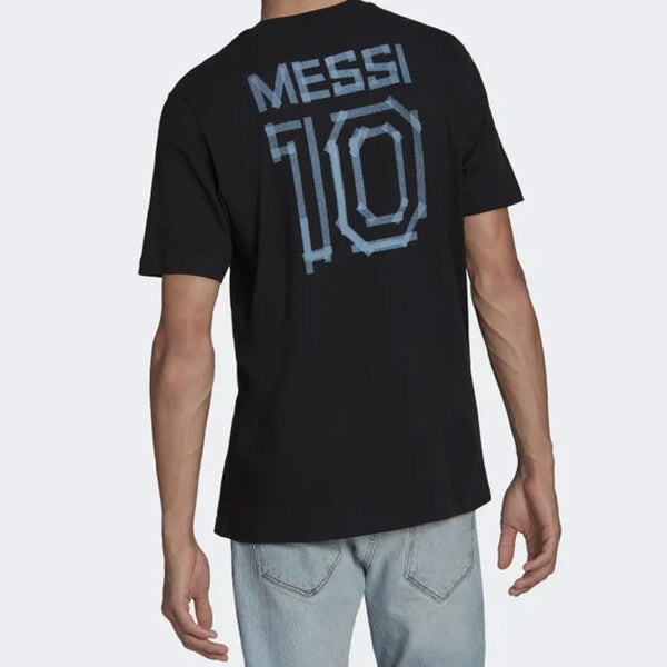 Футболка adidas Messi Subject Solid Color Back Alphabet Numeric Round Neck Short Sleeve Black, мультиколор — фото 4