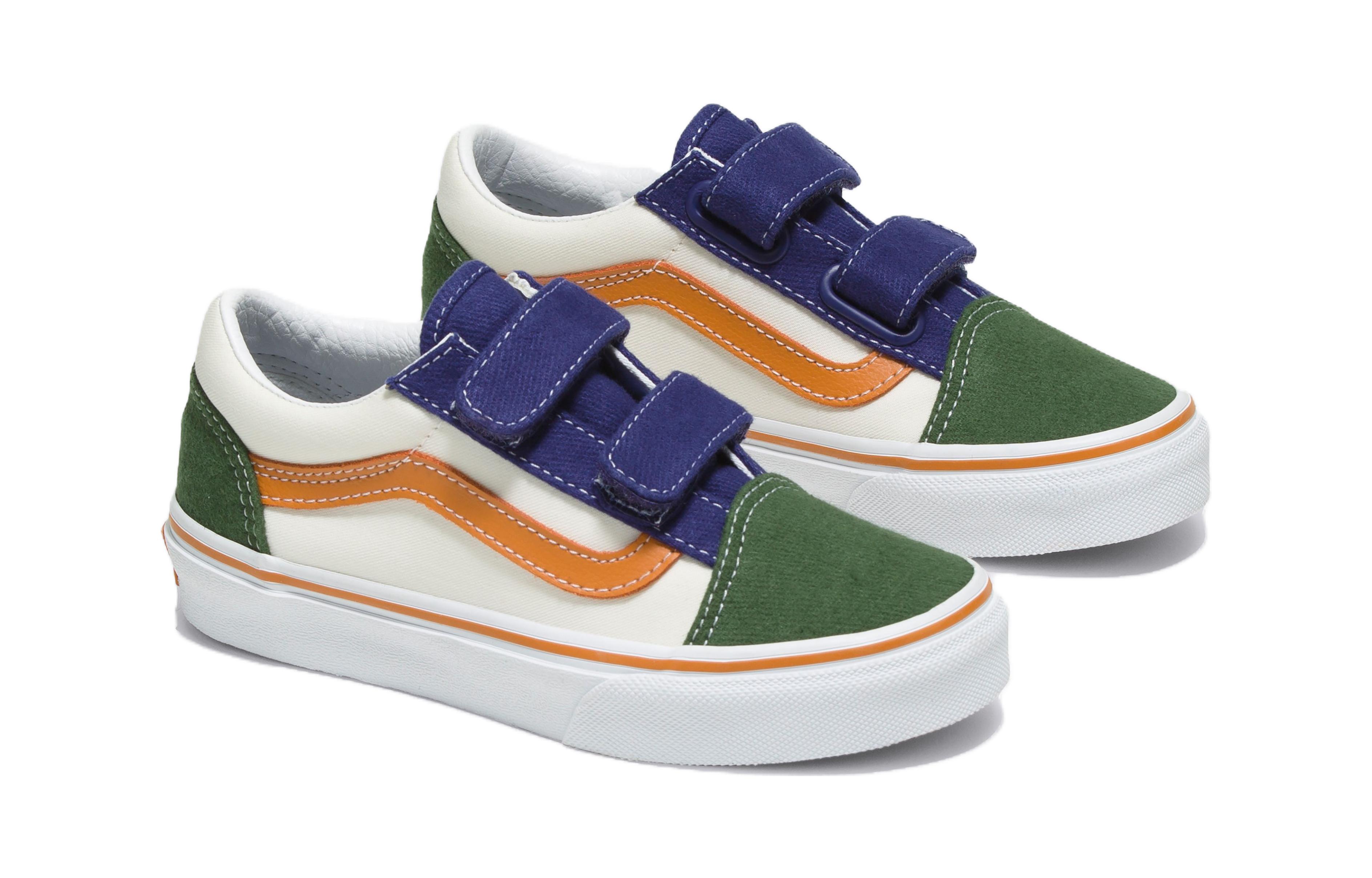 Детские кроссовки Old Skool Durable Breathable с низким верхом для скейтбординга дошкольного возраста Vans, белый/зеленый — фото 3
