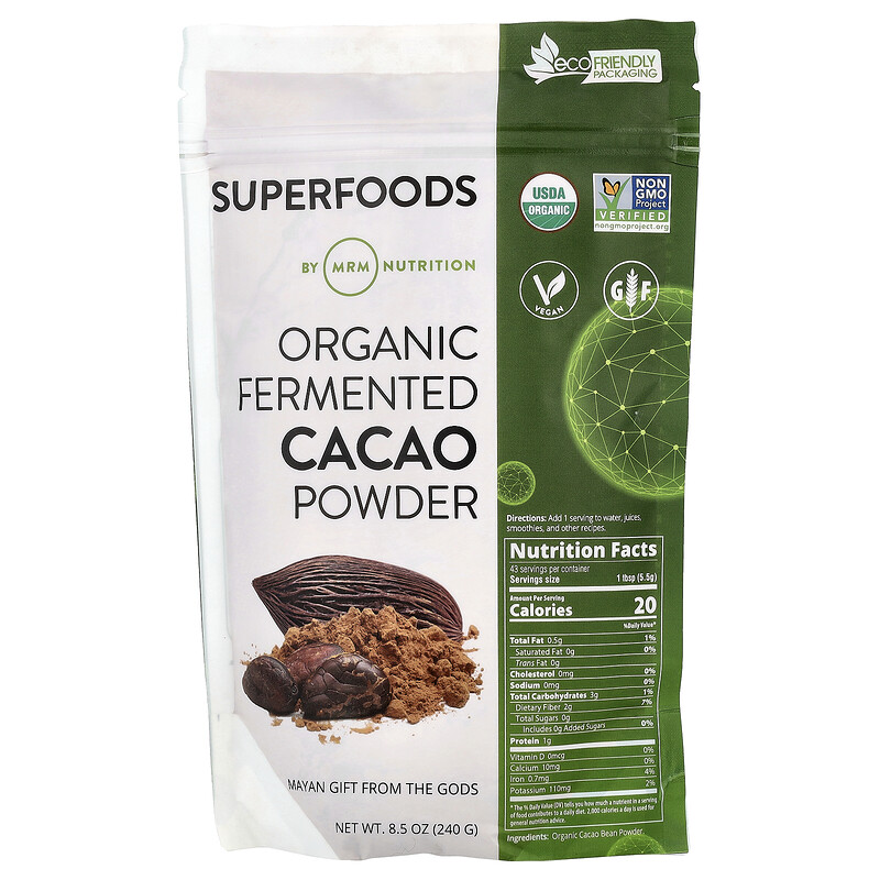 

MRM Nutrition, органический ферментированный какао-порошок, 240 г (8,5 унции)