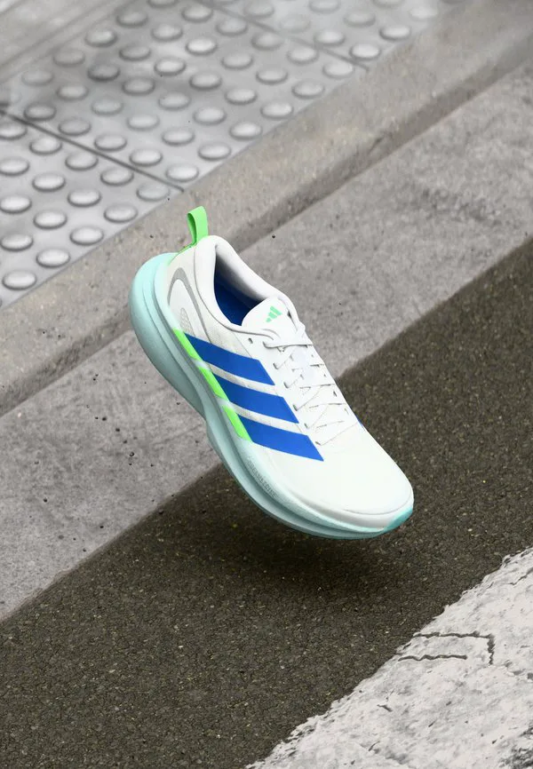 Кроссовки для бега по шоссе supernova glide Adidas Performance, Footwear White/Blue/Lime Burst