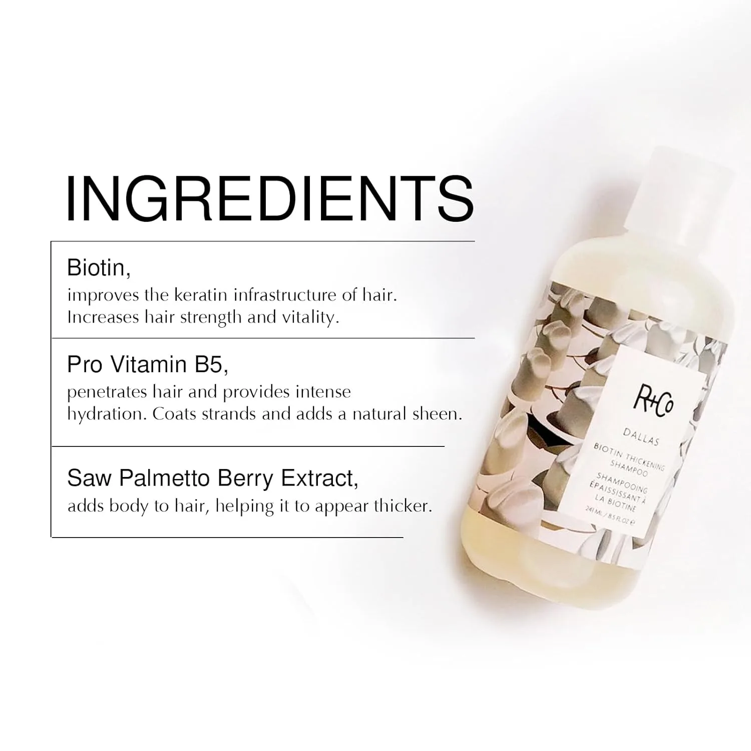 Набор шампуня и кондиционера r+co dallas biotin для объема, для тонких и редких волос, 8,5 унций (2 шт) 251 мл (2 шт.) — фото 4