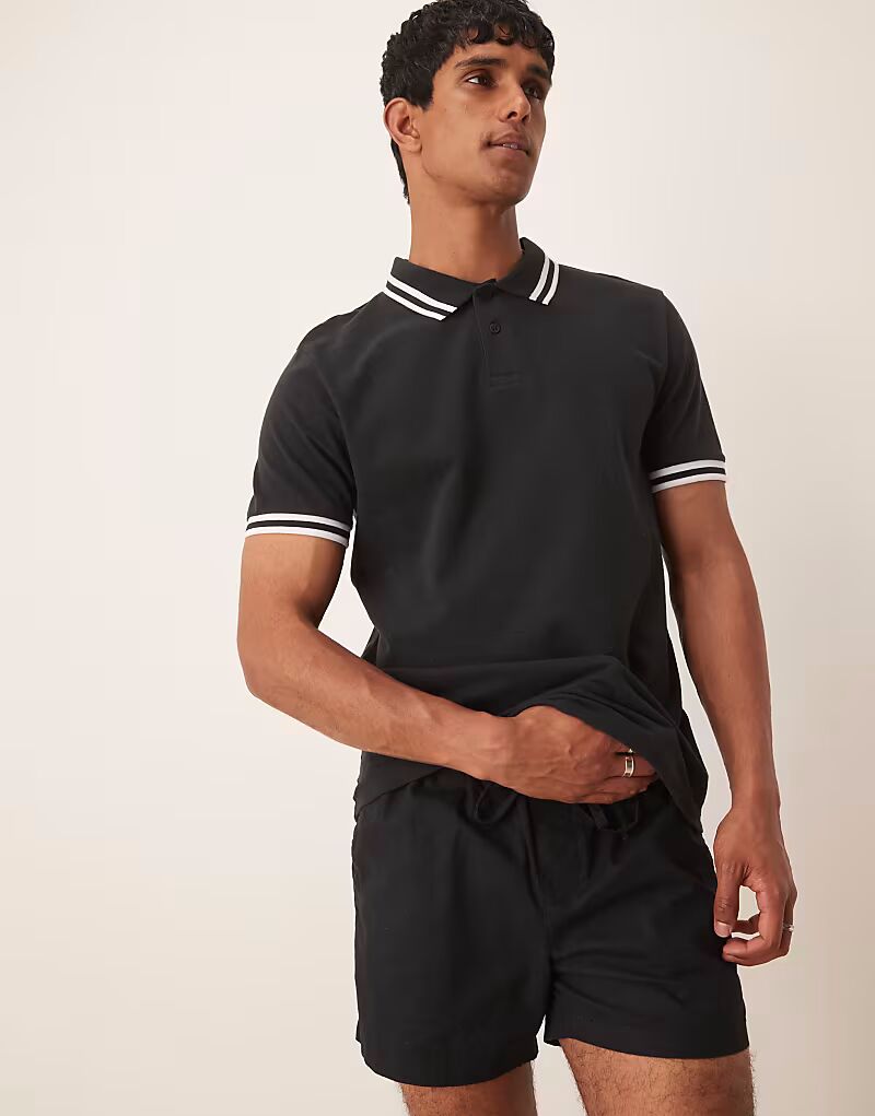 

Укороченные узкие шорты ASOS DESIGN из льняной смеси черного цвета