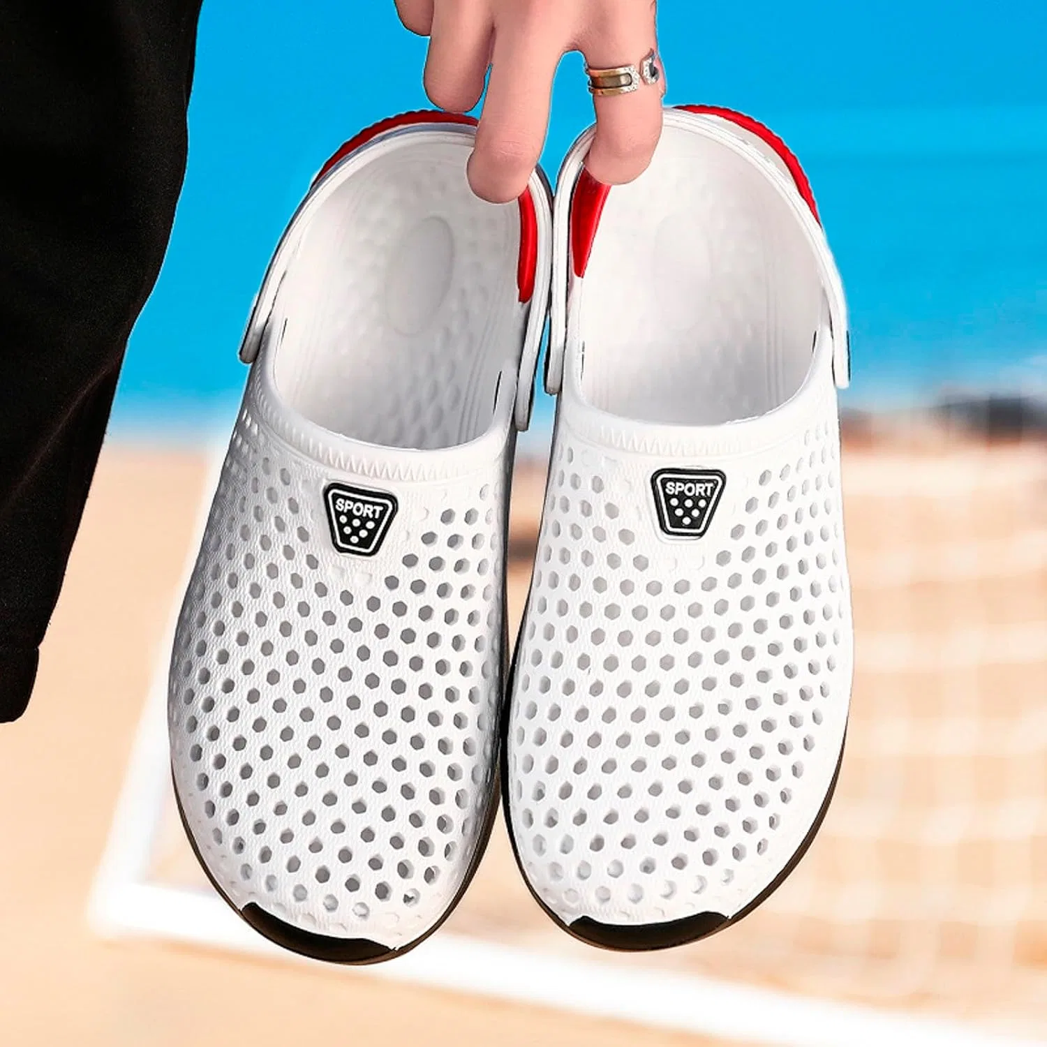 Общие сабо Hausschuhe Herren Damen Sommer Hohl Latschen Atmungsaktiv Gartenschuhe Badeschuhe Strand Pantoffeln Aqua Тапочки Basic Generisch, 01 Weiß — фото 4