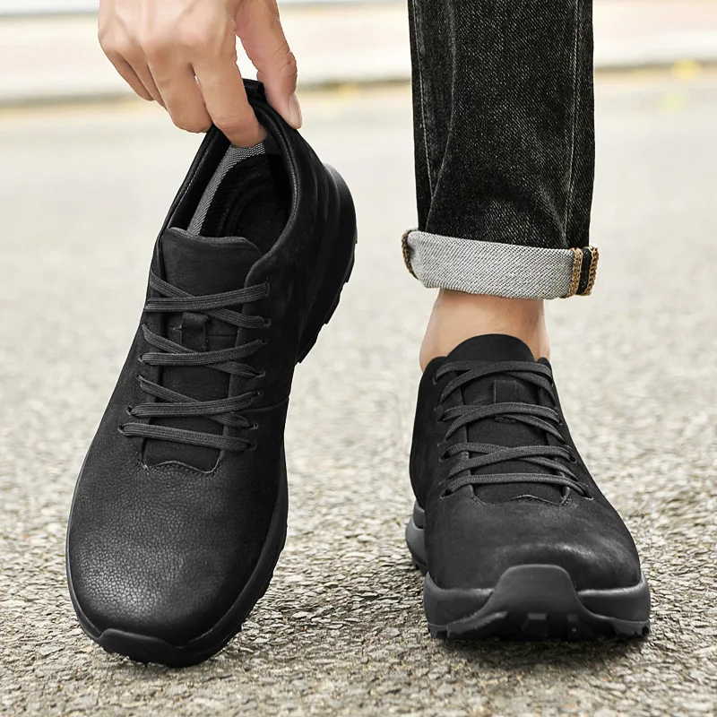 PEHL Top Grain Cow Leather Abrasion Resistant Height Increasing Cushioning, Black Matte — фото 4