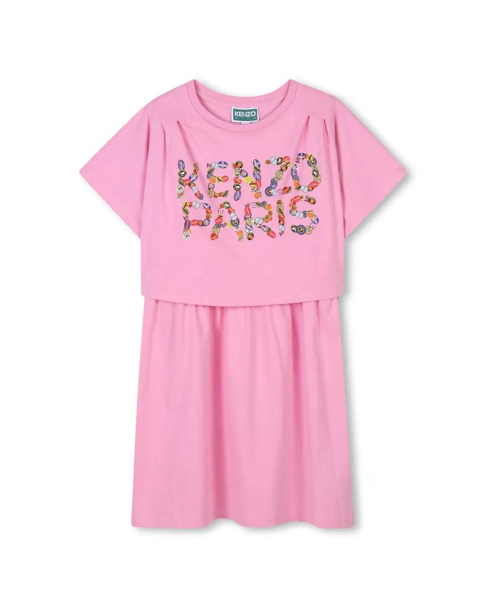 

Платье для девочки из розового хлопка Kenzo Kids, цвет Rosa