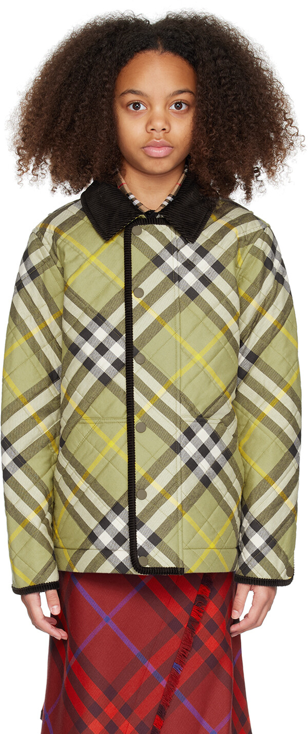 

Детская зеленая стеганая куртка Burberry, Зеленый, Детская зеленая стеганая куртка Burberry