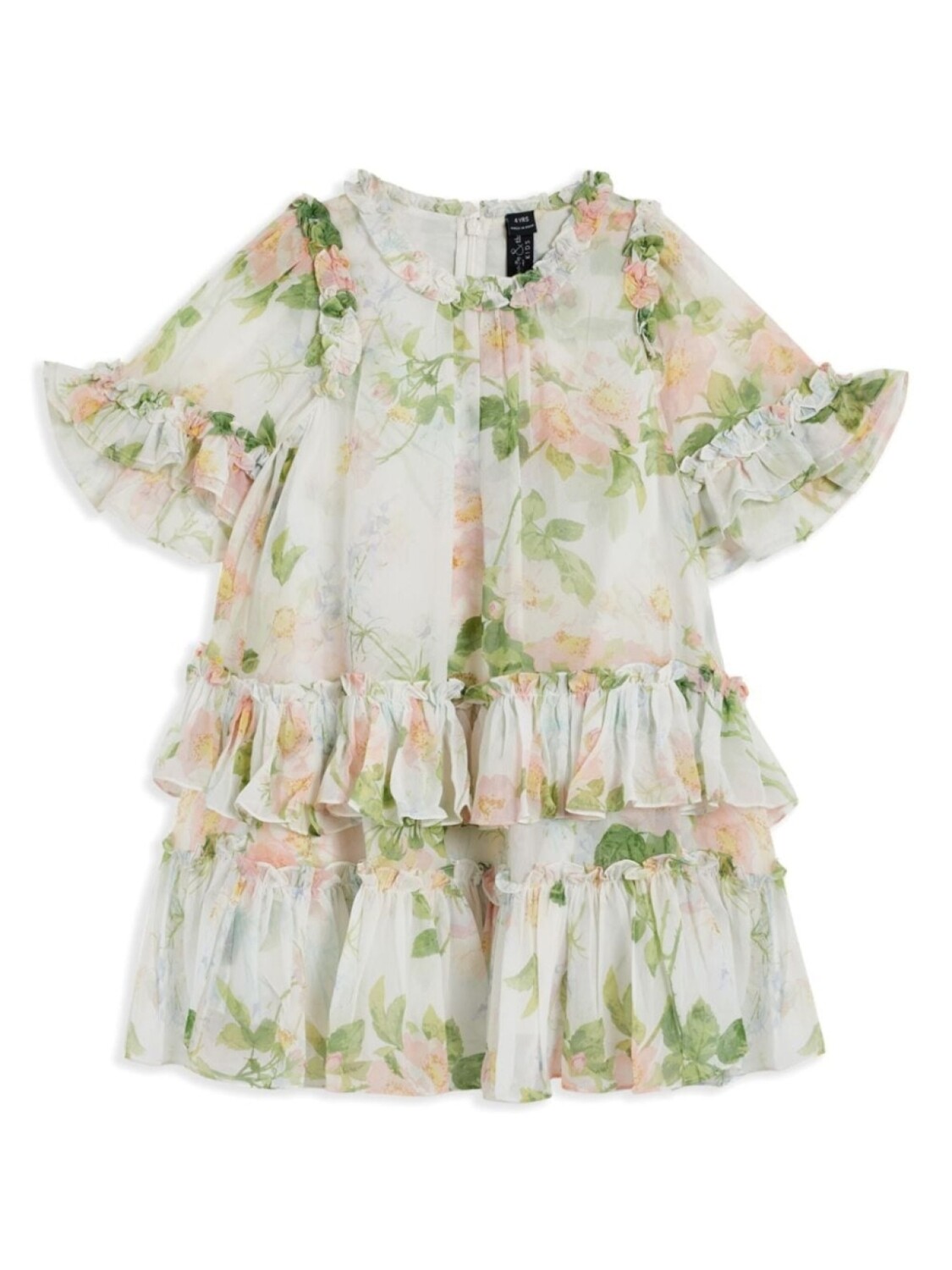 

NEEDLE & THREAD KIDS платье с принтом и оборками, нейтральный цвет
