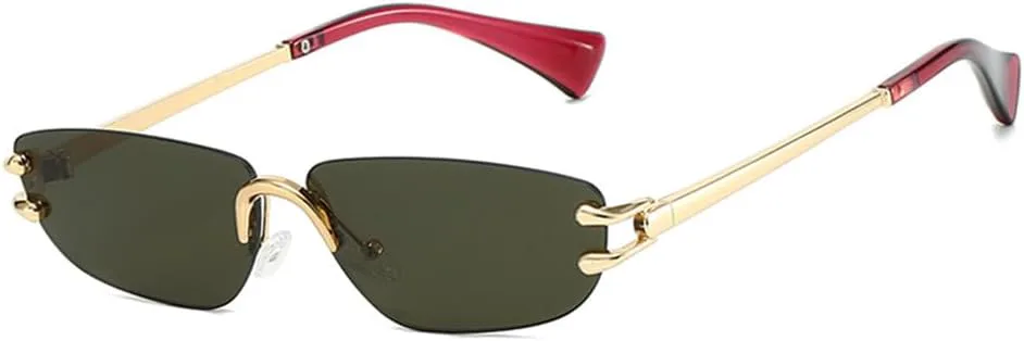 

Солнцезащитные очки UV400 с прозрачными линзами цвета океана, без оправы, для женщин и мужчин, для бега и занятий спортом на открытом воздухе UYPTK, Golden Dark Green